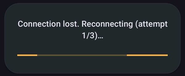 Connection lost, reconnecting attempt 1 of 3